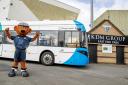 Sammy the Tammy helped launch the partnership between Stagecoach and the Dunfermline City Fan Zone.
