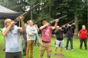 Visitors have fun taking on the challenge of laser clay pigeon shooting at Dunfermline's Fresh Air Festival