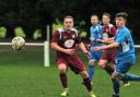 Action from Oakley United's draw with Kinnoull.Photo: Ted Milton.
