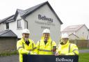 Peter Lawrie with Belway Homes Ltd (Scotland East)'s Construction Director John Dierikx and Managing Director Tracey Brady.