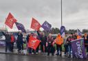 Fife recycling centre workers protest at Fife Council's Bankhead depot.