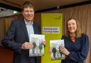 Cllr James Calder, City of Dunfermline Area Committee Convener, and Carole Patrick, Sustrans Scotland Director, with the Walking and Cycling Index.