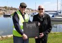 Nazareth founding member Pete Agnew with Limekilns Heritage Trust chairperson Russell Kelly.