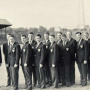 Manager Jock Stein with Dunfermline's 1961 Scottish Cup winning side.