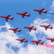 The Red Arrows are expected to be visible in Dunfermline today in a special display for King Charles.