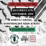 A demonstration demanding an immediate ceasefire in Gaza will be held in Dunfermline on Saturday.