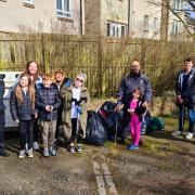 The volunteers who helped tidy up the area around the Broomhead flats.