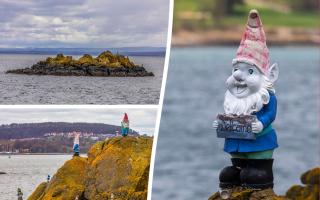 A group of gnomes have set up home on an island in the Firth of Forth.