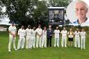 Members of the team at the ceremony to unveil the new scoreboard in memory of Tom (inset). Photo: Dave Wardle