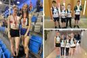 Erin Macfarlane and Holly Ovens with their England Athletics Open medals (left, main pic); and, top right, Scottish relay medal winners Ruaraidh Barnett, Brodie Simon, Michael Massey, Ruari McMurdo, and Mia Fairweather, Jenna Heath, Molly McElroy and
