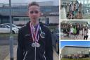 James Kilpatrick (main picture) shows off his medals after Carnegie Swimming Club stars impressed at recent meets. Photos: Carnegie Swimming Club.