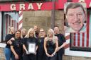 The David Gray Barbers shop at Hospital Hill celebrated being named best barber in Fife this week. Inset: Company founder David Gray.