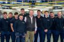 Gerald Eadie CBE with some of the new CR Smith apprentices.