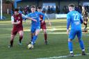 Action from Oakley United's loss at Musselburgh Athletic. No credit required.