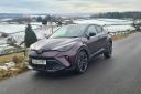 The Toyota C-HR pictured in wintry conditions in West Yorkshire