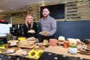 Dunfermline Carnegie Library & Galleries' venue manager,Tracy McCafferty, and Kieran Conner, OWI Business Development Manager, with some of the tasty offerings now being served up in The Granary.
