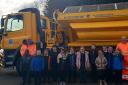 Pupils from St Joseph's Primary enjoying the visit from an Amey gritter lorry.
