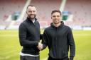 Aaron Comrie (right) with Pars boss, James McPake, after signing his new contract.