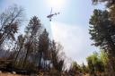 A helicopter drops water on a hot spot in Yankeetown, Nova Scotia (Communications Nova Scotia /The Canadian Press/AP)