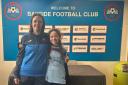 Samantha with Bayside Blast player Danielle and their Slimming World sponsored kit.