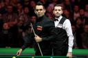 Mark Selby (right) will face Ronnie O’Sullivan in the quarter-finals of the Players Championship following victory over Barry Hawkins in Telford (Mike Egerton/PA)