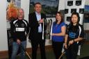 Lisa MacColl (third right) believes the future's bright for women's shinty. Photo: Dave Wardle.