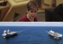 Nicola Sturgeon (PA) and HMS Prince of Wales and HMS Queen Elizabeth (Royal Navy)