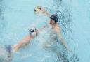 Dunfermline's senior men in action against Portobello.  Bruce White/Scottish Swimming.
