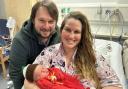 Sarah and Mark Hanney with their baby girl, born on Christmas Day.