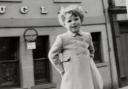 Alison Ferguson outside the Douglas Hotel around 1956-57.