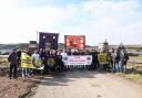 Ex-miners formed a memorial picket at Comrie Colliery to mark the 40th anniversary of the National Miners' Strike.