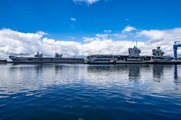 The Queen Elizabeth class aircraft carriers at Rosyth Dockyard.
