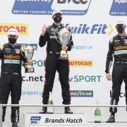 Gordon Shedden (right) on the podium at Brands Hatch Indy. Photo: Jakob Ebrey