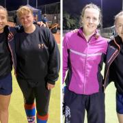 Nicola Crawford (left photo) and Ruth Poole (right) meeting Team GB star Maddie Hinch MBE.
