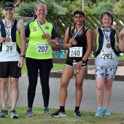 PAACE runners at the Perth 10k, from left to right: Laura Bannister, David Henderson, Karen Kemp, Tina Khan, Debbie Cooper and Claire Fairbairn Photo: Gordon Donnachie.