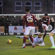 Joe Cardle drives home his, and Kelty Hearts', second goal in Saturday's draw with Edinburgh City. Photo: Dave Wardle.