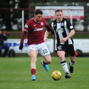 Jamie Barjonas and Kelty Hearts, pictured here against Elgin City, fell to defeat at Forfar Athletic on Saturday. Photo: Dave Wardle.