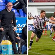Pars boss John Hughes (left) wants a repeat of their last home game against Partick Thistle (right) when Raith Rovers visit tomorrow evening. Photos: Craig Brown.