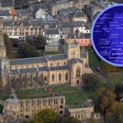(Background) Dunfermline ( Google Maps)  (Circle) Notable people interactive map (Mapbox/ Topi Tjukanov)