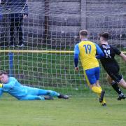 Action from Inverkeithing Hillfield Swifts' win at Crossgates Primrose. Photo: David Wardle.
