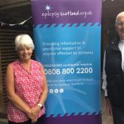 Dr Iain Greenshields with Lesslie Young, Chief Executive of Epilepsy Scotland.