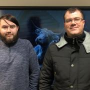 Students Dylan Patterson and Matthew Ronxin who worked on visual effect sequences for The Wizard of Oz.