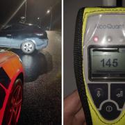 A driver was arrested after blowing over the alcohol limit .