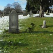 The unmarked grave of William Salmond, who died in the Great War, is distinguished only by a small branch.