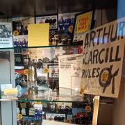 Some of the artefacts from the miners' strike on display at at Dunfermline Carnegie Library & Galleries.