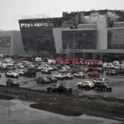 A view of Crocus City Hall in Russia after the terrorist attack.