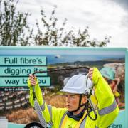 Carly Reid, GoFibre Installs and splicing engineer, wrapping up work in Fife.