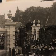 The official opening of the Louise Carnegie Gates at the entrance to Pittencrieff Park.