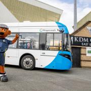 Sammy the Tammy helped launch the partnership between Stagecoach and the Dunfermline City Fan Zone.