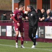 Michael Tidser, pictured with assistant manager, Kevin McDonald, says he's not putting pressure on his players as they chase a promotion play-off place.